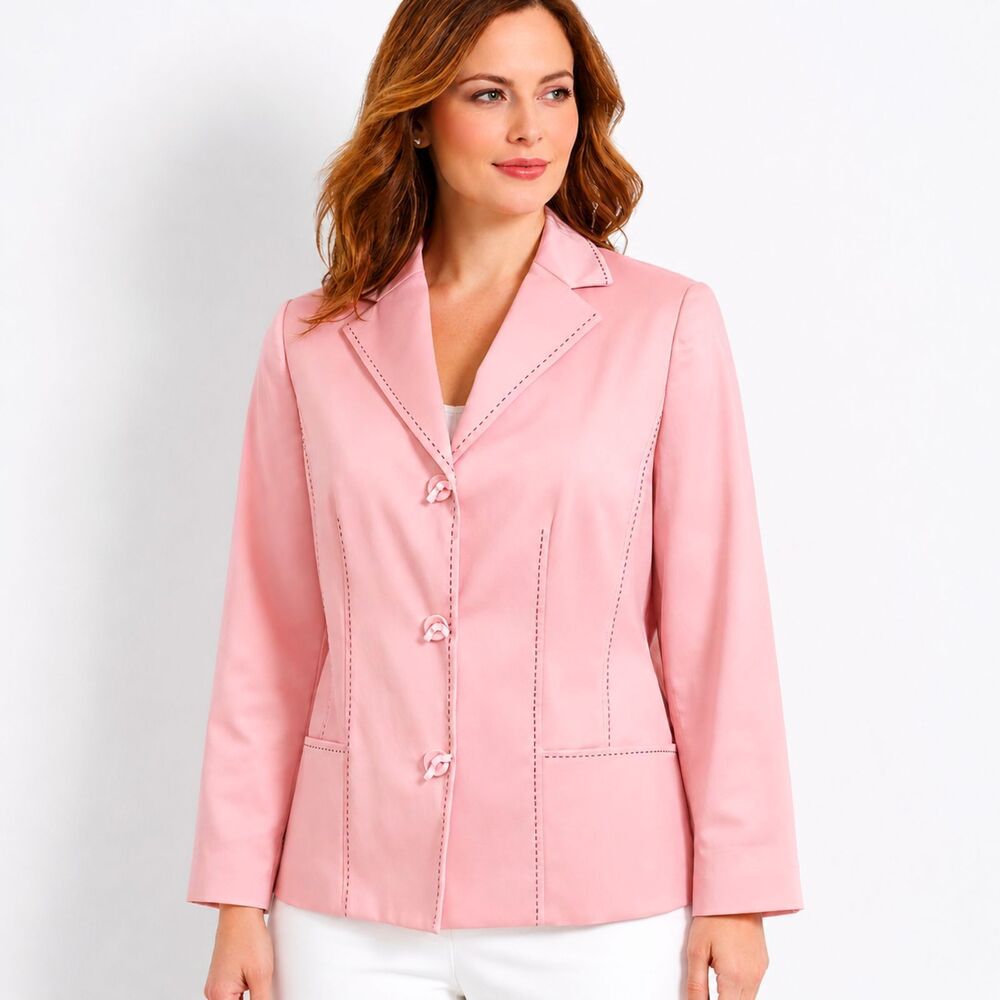 Alfred Dunner Blush Pink Jacket Blazer Size 14 NWOT